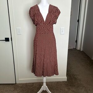 1940s style v-neck and v-back dress